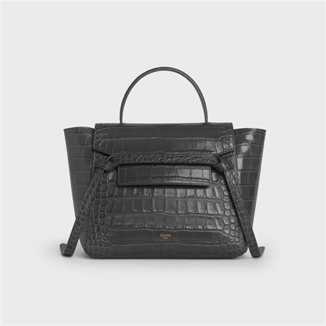 CELINE Calfskin Crocodile Embossed Small Tri